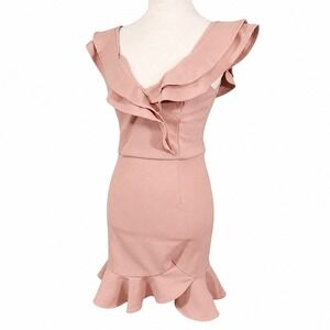 Hello Molly Carrying Your Love Blush Ruffle Mini Dress Off Shoulder Cocktail Med